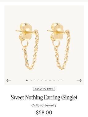 Catbird Sweet Nothing Chain Earrings (Pair) - Yellow Gold Solid